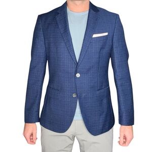 BOSS Men’s Slim Fit Hutson Unstructured Sport Coat Blazer Wool Check Size 38S